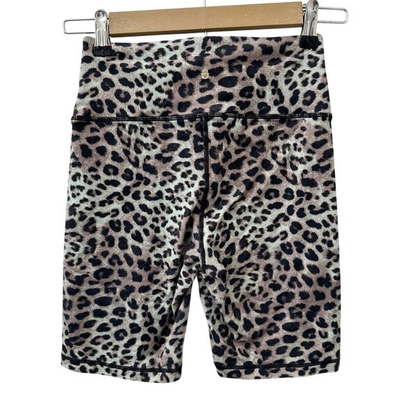 Spiritual Gangster‎ Cheetah Workout Biker Shorts Hi-Waist Pull On Brown Women 32 - Picture 2 of 8